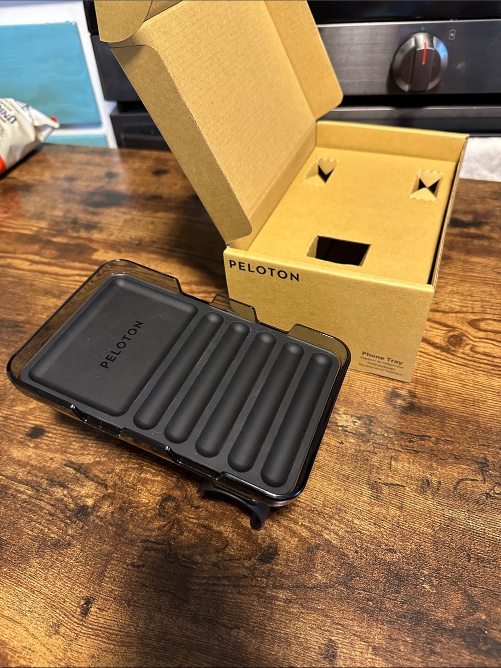Peloton Black Silicone Phone Tray with Ridged Slots